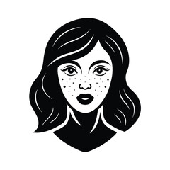 Silhouette a woman's face with freckles wavy hair beauty
