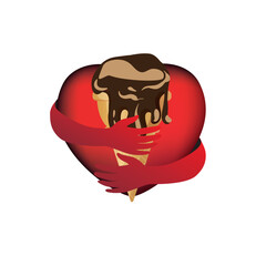 Love ice cream with heart icon. Hug to ice cream.