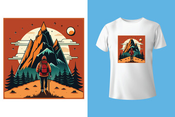 Hiking mountain caligraphy typography design template for t shirts . Hiking calligraphy artworks hand-drawn . Hiking typography t shirt design . Mountain typography t-shirt design . Mountain design