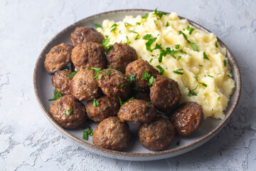 Köttbullar - Traditional Swedish meatballs with mashed potatoes