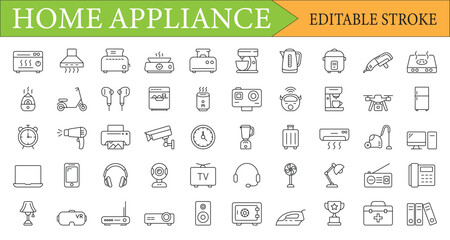Home Appliance and Consumer Electronics Line Icons Set