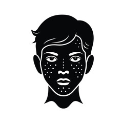 Silhouette face logo with dots representing vitiligo vector