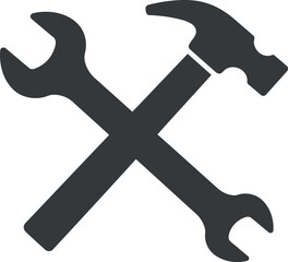 Hammer and wrench icon diy repair construction tools