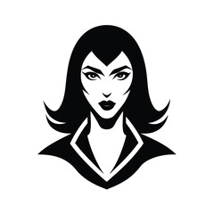 Silhouette logo a woman with dramatic makeup sharp features graphic face