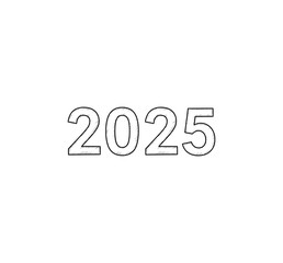 Anticipate 2025 with outlined numbers, perfect for calendars, invitations, and forward-thinking designs