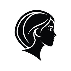Silhouette profile a woman with flowing hair stylized features female head