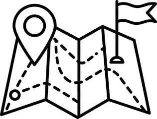 Adventure map with pin and goal flag