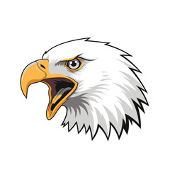 Fierce Eagle Head with Open Beak Showing Sharp Yellow Beak