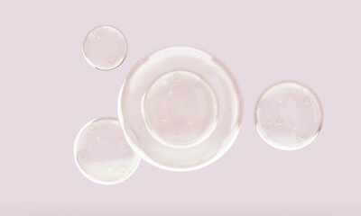 Cosmetic oil serum molecule liquid atom bubbles Natural skincare repair clean solution health for bright beauty freshness. 3d render illustration