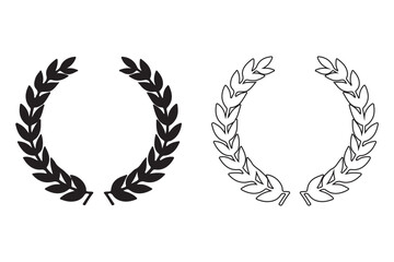 laurel, wreath, wreaths, laurel wreath, leaf, leaves, circle, circular, frame, border, award, achievement, honor, victory, winner, success, emblem, badge, icon, element, design element, silhouette, bl