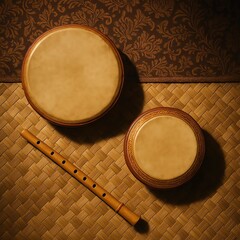 Vintage Malay Kompang in Traditional Cultural Settings