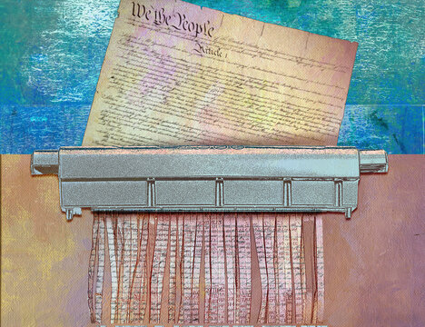 American constitution being shredded