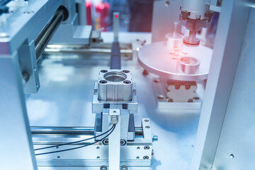 automatic clamp arm pick and place metal parts, Manufacturing, industrial, engineering, ai, automated technology concept