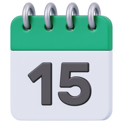 calendar 3d render icon in cartoon plastic style minimal isolated on transparent white background, clipping path	
