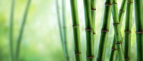 The Beautiful Green Stalks of Bamboo in a Tranquil Natural Setting