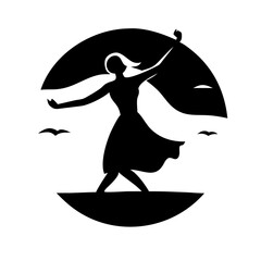 Silhouette of Woman Twirling Under Sunset Sky