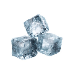 Three ice cubes cold refreshing drink cubes frozen water
