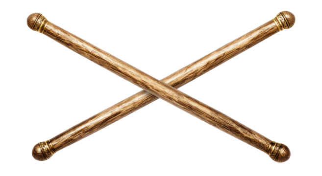 Two crossed wooden drumsticks