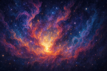 Fototapeta premium Vibrant cosmic clouds glowing with stellar light nebula space