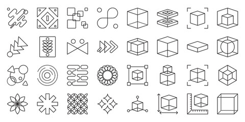 Isometric Abstract Symbol Collection set of web icons in line style. isometric, abstract, symbol, icon, design, 3d, minimal, geometric and modern. Vector illustration