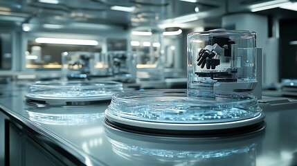 Modern lab with science research, and futuristic.