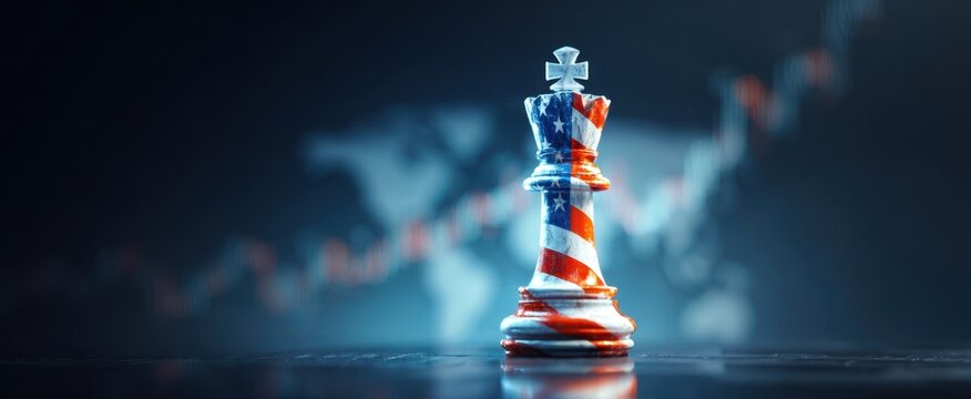 The King Chess Piece Wrapped in American Flag Symbolizing Strategy and Leadership - Powered by Adobe
