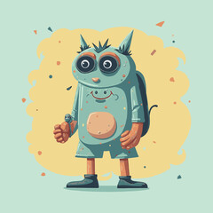 Whimsical Monster Illustration Cute Cartoon Creature with Pastel Colors and Playful Design Perfect for Children's Books or Animations
