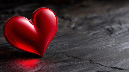 Glowing heart symbol on textured dark background with gentle light