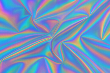 Glossy holographic foil texture with colorful light effects for trendy posters and backgrounds