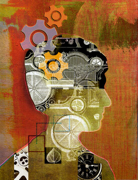 Lots of cogs inside man&rsquo;s profile