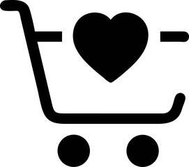 love with cart vector icon on white or transparent background. supermarket icons. Editable and Printable sticker.