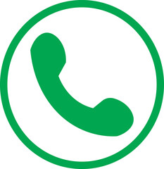 Green Telephone Icon in Circular Frame Representing Communication and Connectivity