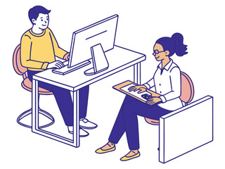 Modern Office Teamwork Illustration template
