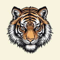 Majestic Tiger Portrait Bold Illustration Striking Stripes and Intense Gaze Evoking Wild Beauty and Raw Power of the Animal Kingdom