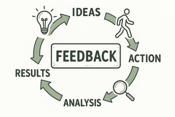 Customer Feedback Cycle Infographic With Hand-Drawn Icons