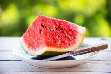 Fresh watermelon outdoors, delicious summer snack