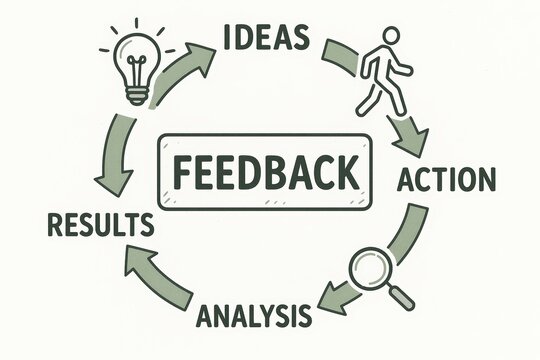 Customer Feedback Cycle Infographic With Hand-Drawn Icons