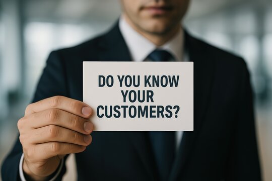 Businessman Holding Sign Reading ‘Do You Know Your Customers?’