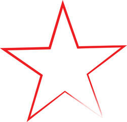 A simple red outline of a five pointed star silhouette against a white background