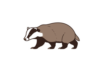 Cute Cartoon Badger in Walking Pose.