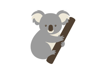 Cute Cartoon Koala Gripping a Branch.