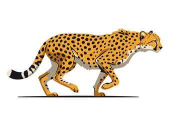 Graceful Cheetah in Motion: A stylized illustration of a cheetah mid-stride showcasing its distinctive spotted coat powerful musculature and elegant gait.