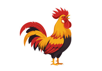 Vibrant Rooster in Profile View with Colorful Feathers.