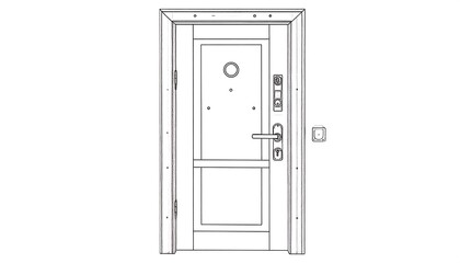 Fototapeta premium Line drawing of a door with details