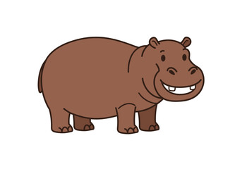 Cartoon Hippopotamus with a Big Smile and Visible Teeth Illustration.