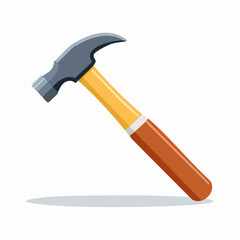 Claw Hammer with Brown Wooden Handle on White Background