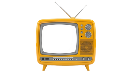 Retro yellow television with blank screen and antennas evokes nostalgia for classic entertainment and vintage technology.