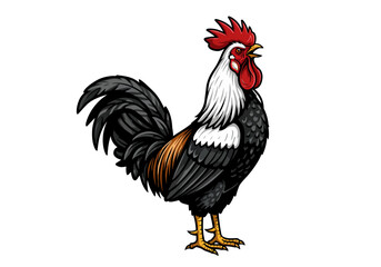 Vibrant Rooster in Bold Graphic Style with Crested Head.