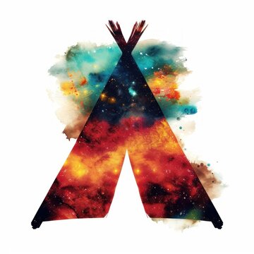 Abstract teepee with cosmic nebulae