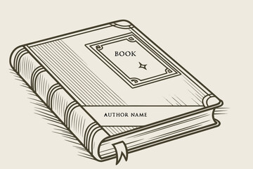 A classic hand-drawn illustration of a closed book with a bookmark, perfect for themes of knowledge, education, and storytelling.